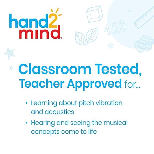 hand2mind Science Kit Music Maker, STEM Activities for Kids Ages 5-7, STEM Toys, Kids Storybook, Pan Flute, Ocean Drum, and Box Guitar, 10 at Home Science Experiments for Kids