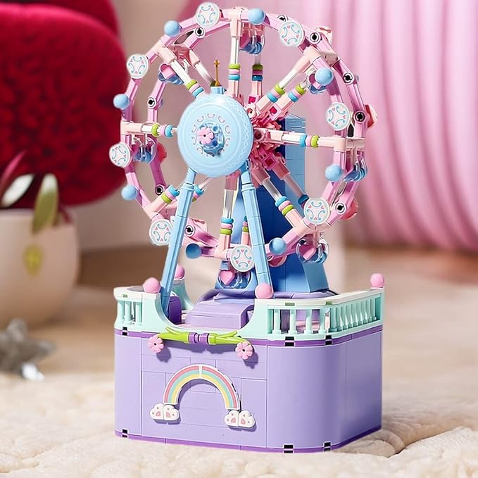 RIXINC Rotating Ferris Wheel Model Building Sets with Music Box, Girls Toys 6 7 8 9 10 11 12 13 14 Years Old and up, Toys for Girls Christmas and Birthday Gifts for Adults and Kids (710pcs)