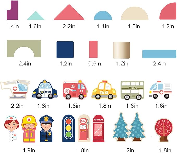 120PCS Wooden Blocks, Preschool Learning Educational Toys, Wooden Toddler Toys with City Map Construction, Stacking Blocks for 3+ Years Old Kids Boys Girls Children (Multicolored)