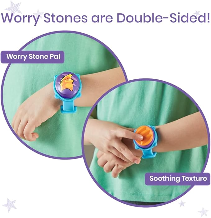 hand2mind Worry Stone Pals, Worry Stones for Anxiety, Fidget Bracelet for Kids, Kids Anxiety Relief, Toddler Sensory Toys, Calming Toys, Calm Down Corner Supplies, Social Emotional Learning Activities