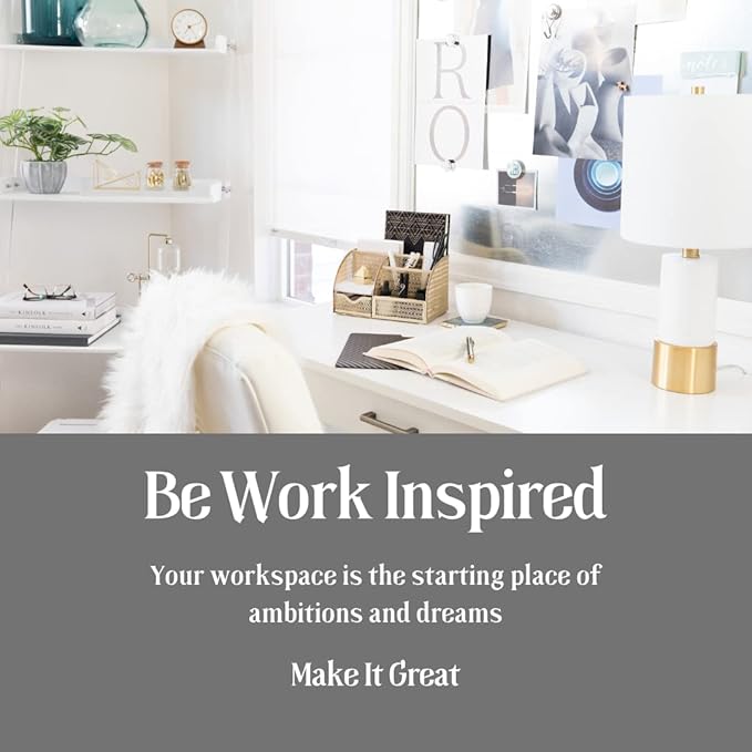 BLU MONACO | Gold Desk Organizer with Drawer | Metal Desktop Caddy with Six Compartments for Office Supplies | Stylish Desk Organizers and Accessories for Home or Office