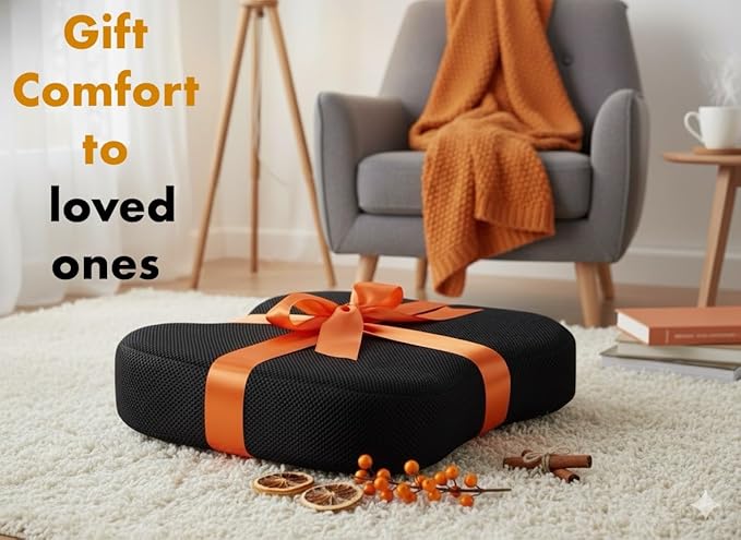 Premium Memory Foam Seat Cushion with Carrying Bag & Cooling Gel for Office Chair, Wheelchair, Travel, Car Seat, Gaming Chair for Coccyx & Tailbone Pain, Back Pain Relief, Sciatica Support