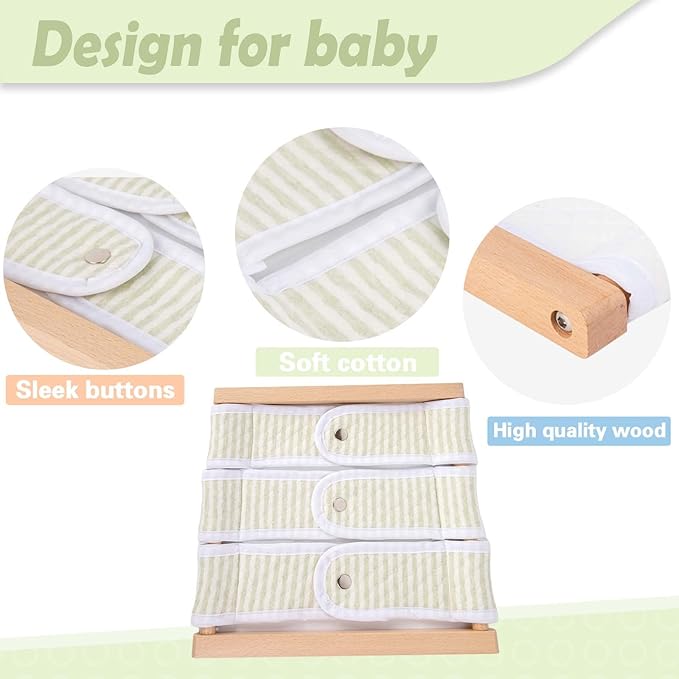 Montessori Wooden Toys for Dressing Learning Board Learning Basic Dressing Skills - Buttons, Snaps, Zippers, Belt Buckles & Velcro Toys for 1 2 3 Year Old Toddlers Sensory Toy Gifts(Snapping Cloth)