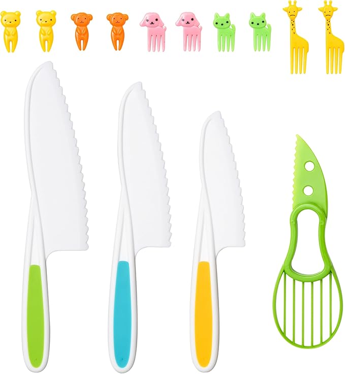 14 PC Toddler Montessori Kitchen Tool Toy for Lillte Girl Boy Age 3-10, Safe Knife Kid Toddler Kitchen Set for Real Cooking, Gifts for 3 4 5 6 7 8 9 10 Year Old Girl Boy Birthday Christmas