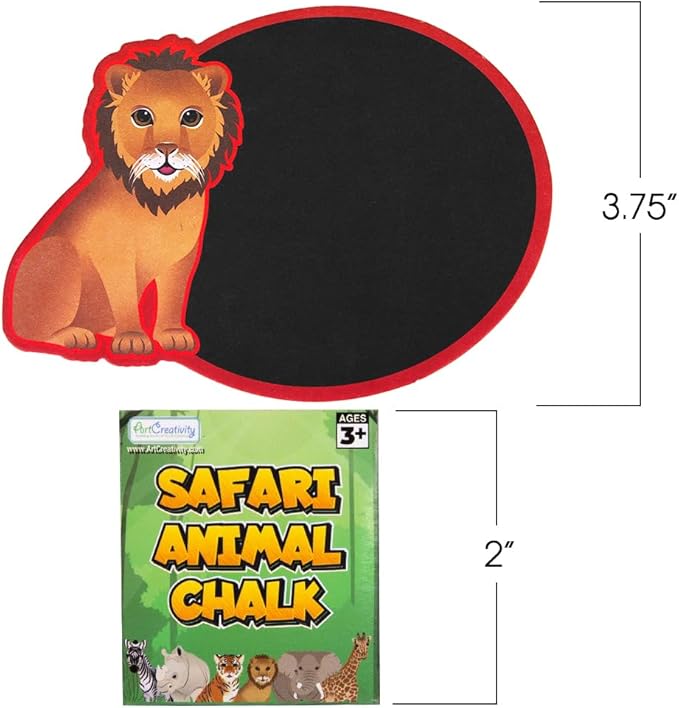 ArtCreativity Safari Animal Chalkboard Sets - Pack of 12-1 Colorful Animal Chalk Board + 4 Colorful Chalks - Small Chalkboards - Assorted Colors - Great Party Favor - Amazing Gift Idea for Kids