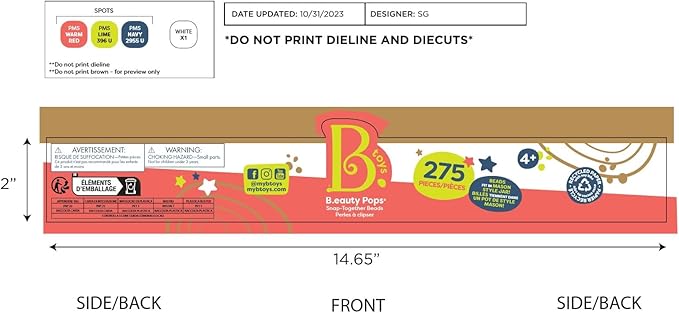 B. toys – Pop Arty! 275 Pcs- Jewlery Making Kit- Creative Pop Snap Bead Set for Kids –DIY Craft Jewelry Making Kit –Necklaces, Rings, Bracelets – 4 Years +