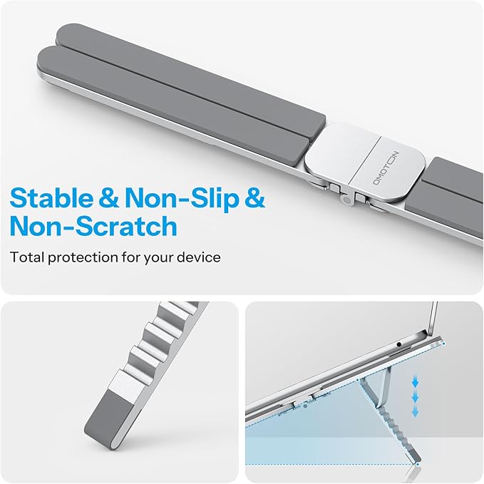 OMOTON Foldable & Portable Laptop Stand for Desk, [Ultra Lightweight] Tablet Stand for Desk and Travel, 6 Level Height Ergonomic Aluminum Computer Holder for 10-16" Laptops
