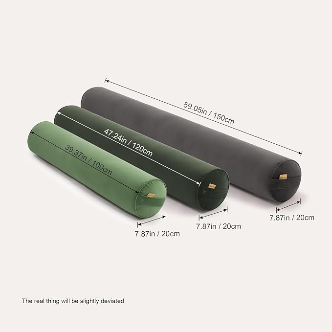 Long Round Body Pillow for Adults – Bolster Pillow for Bed, Cervical Roll Pillow, Firm Support for Sleeping,39.37 x 7.87 Inches,Jade Green