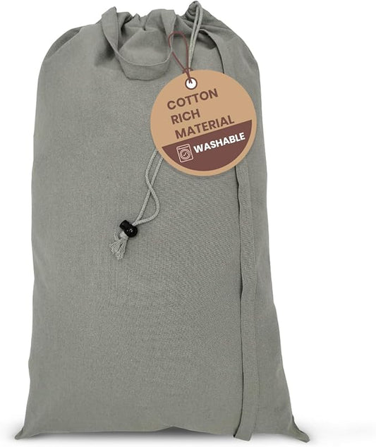 LFH Home Cotton Canvas Extra Large Laundry Bag with Handle, Heavy Duty Drawstring Closure Washable Laundry Bags, School Travel, Home, Hotel, College Dorm, Organizer Sack, Toys 28x40-Grey Thanks Giving