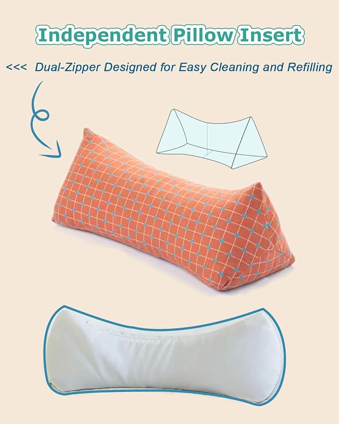 Adjustable Buckwheat Pillow for Custom Buckwheat Pillows for Sleeping, Neck and Shoulder Support for All Sleep Positions, Removable Hulls Cooling Breathable, Orange Red 6 * 15 inch