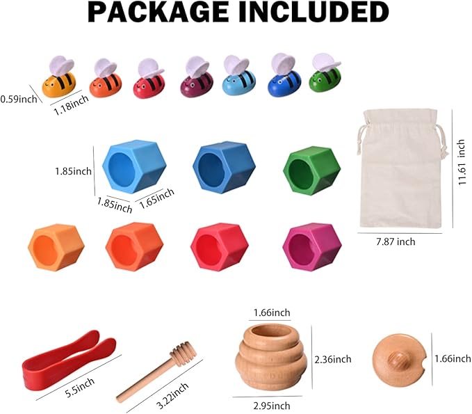 Sorting Stacking Wooden Toys for Toddlers, Bee Hive Toy, Montessori Sensory Bin Tools Toys for 3 4 5 Years Old, Fine Motor Skill Toys Early Learning Preschool Educational Gift for Kids