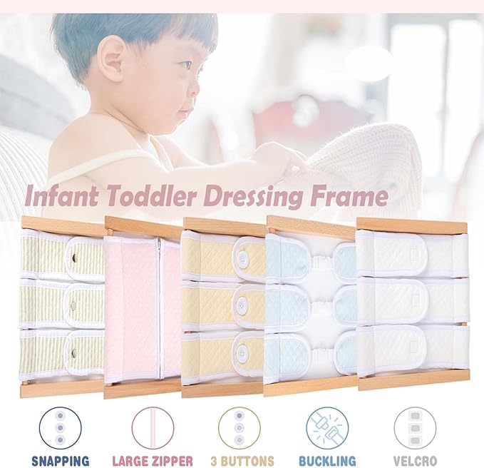 Montessori Wooden Toys for Dressing Learning Board Learning Basic Dressing Skills - Buttons, Snaps, Zippers, Belt Buckles & Velcro Toys for 1 2 3 Year Old Toddlers Sensory Toy Gifts(Zipper Clothing)