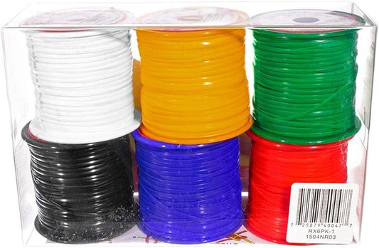 Craft County Primary, Rexlace 6 Pack - 50 Yard - 45 Meter Spools - Non-Toxic Plastic Lacing