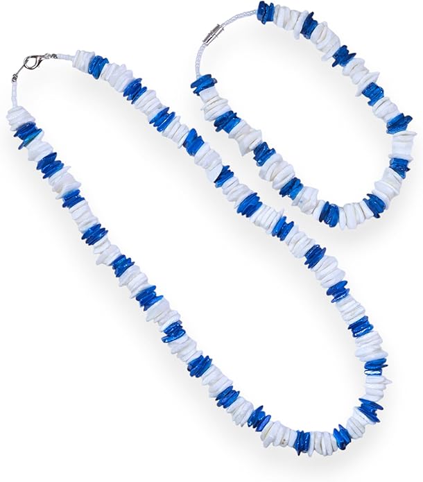 BlueRica Puka Shell Chips Necklace & Anklet Set (Multi)