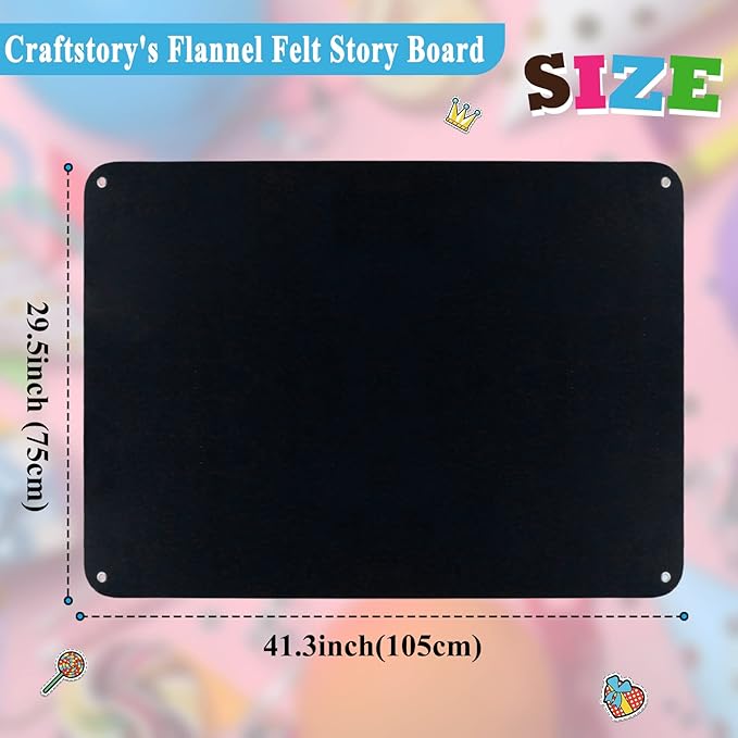 Craftstory 3.5 Feet Flannel-Board for Toddlers Preschool as Kids Felt Stories Activities Play Kits Wall-Hanging Birthday Gifts (Black)