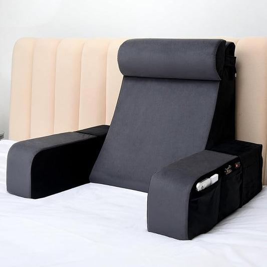 Vekkia 21" Adjustable Reading Pillow – 60° Ergonomic Wedge Backrest, 2 Large Side Pockets, Perfect for Tall Adults, Reading, TV, Gaming, Work, Nursing, Recovery