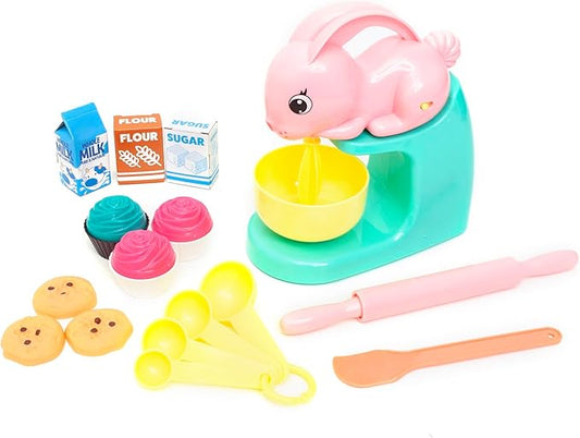 Boley Zoo Troop: Bunny Mixer -14pc Animal Themed Kitchen Playset, Battery Operated Toy Appliance, Food & Cooking Accessories, Pretend Play, Kids Ages 2+