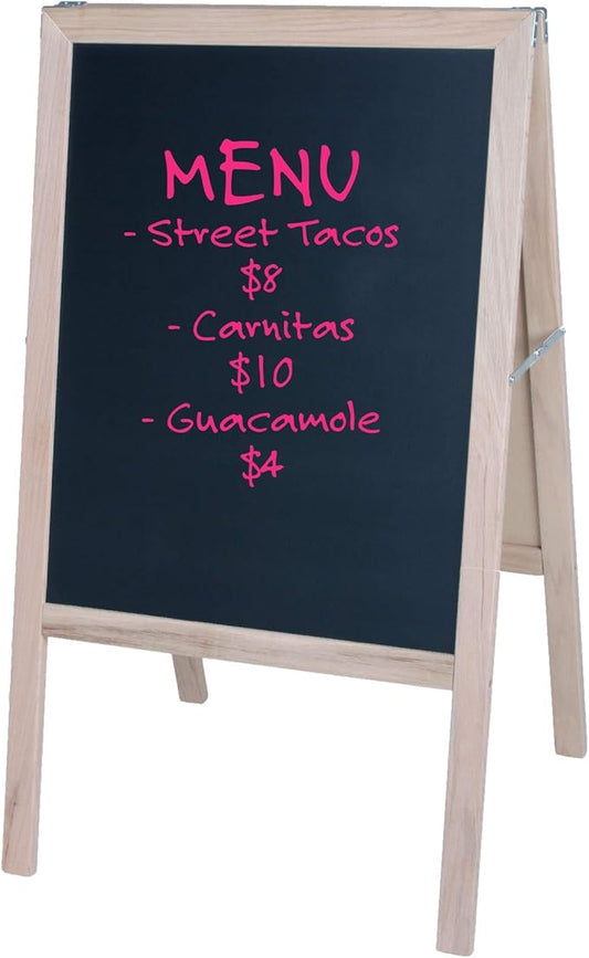 Flipside Products Marquee Easel, Natural Hardwood, Double-Sided Black Chalkboard, Menus, Announcements, Restaurants, Coffee Shops, Sale