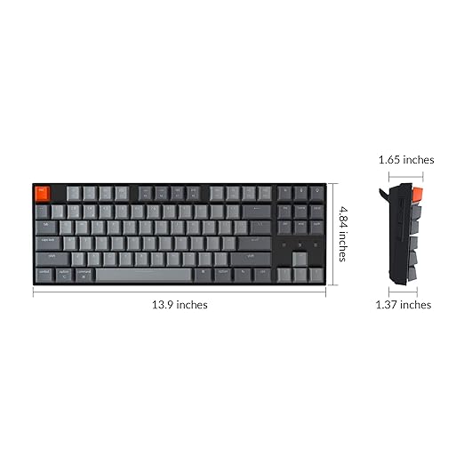 Keychron K8 Tenkeyless Wireless Mechanical Keyboard for Mac, RGB Backlight, Bluetooth, Multitasking, Type-C Wired Gaming Keyboard for Windows with Gateron G Pro Red Switch