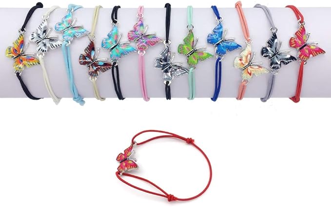 Elesa Miracle 12pc Women Girl Butterfly Bracelet Value Set Kids Party Favor Adjustable Bracelet