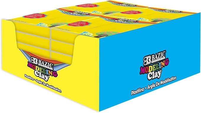 BAZIC Modeling Clay Yellow Color 1 LB, Modeling Dough Art Craft Non Toxic Gift for Artist Kids, Bulk for Classroom, 24-Pack