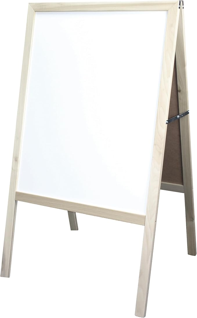Flipside Products Marquee Easel, Natural Hardwood, White Dry Erase/Black Chalkboard, Menus, Announcements, Restaurants, Coffee Shops, Sale