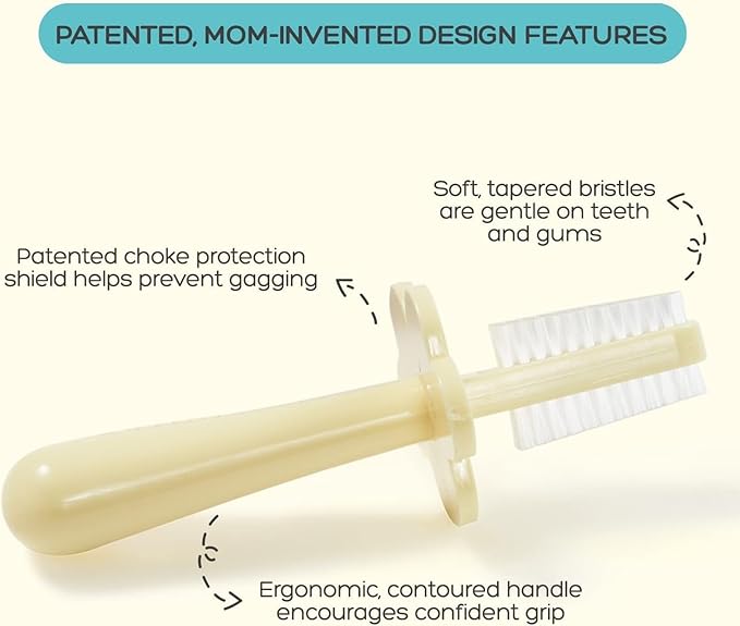 Grabease Baby Toothbrush Double Sided - Training Finger Toothbrush for Toddler Infant, BPA-Free & Phthalate-Free for Baby & Toddler, 1 Pack, Yelow