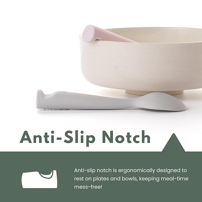 Miniware Silicone Baby Spoon for Training - BPA Free Baby Utensils - Baby Spoons Self Feeding 6 Months | 100% Food Grade Silicone - Modern & Dishwasher Safe Toddler Spoons (Grey and Cotton Candy)