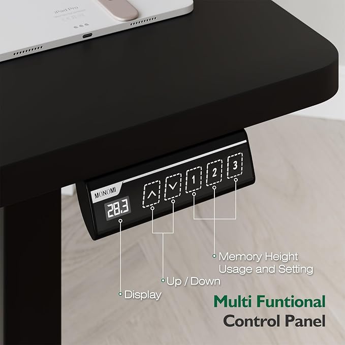 Monomi 59 inch Electric Standing Desk with Memory Preset, Adjustable Height Standing Desk for Home Office & Gaming, Large Computer Desk with Anti-Collision, Black