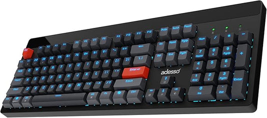 ADESSO Easytouch 1300 Mechanical Keyboard RGB Illuminated Hot Swappable Red Switches Wired Wireless Bluetooth Gaming Keyboard with Copilot AI Hotkey for Windows Mac