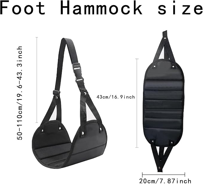 Airplane Foot Hammock, Portable Rest Sling with Extended Adjustable Strap, Airplane Footrest for Relaxing Feet, Car, Office, International Flying, Road Trip, Work, and Travel Comfort