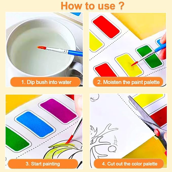 BAOXUE Water Coloring Books for Kids Ages 4-8,Paint with Water Colors Book for Toddlers,Watercolor Painting Paper Gift for Boys Girls 2-4 Years,Arts Kits and Crafts Sets for Drawing (Animals)