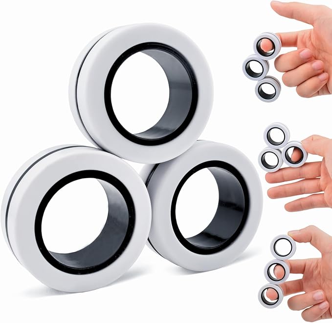 Cevioce 6 PCS Magnetic Ring Fidget Toys Set,Easter Basket Stuffers Finger Spinner Pack for Teens Adults and Kids,Coolest Magnet for ADHD Anxiety Relief Toy for 8+ Year Old Boys Valentine's Day Gifts