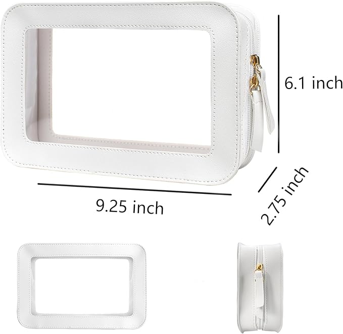 Clear Makeup Bag Small, TSA Approved Portable Toiletry Bag with Zipper Cosmetic Travel Bag Makeup Organizer Case Mini Makeup Pouch for Purse Car Organizer Bag for Women Men