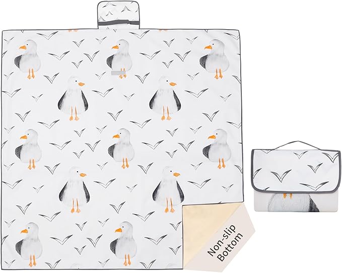 Insular Baby Splat Mat for Under High Chair/Arts/Crafts, Anti Slip and Waterproof Splash Mat for Floor, Portable Picnic Mat, 51x51 Inch, Seagull