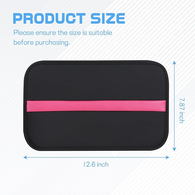 wuyaoyao Car Center Console Cover, 12.6"×7.87" PU Leather Armrest Cover for Cars, Stylish Auto Armrest Cushion Pad, Waterproof Vehicle Arm Rest Protector, Interior Car Accessories (Black+Purple)