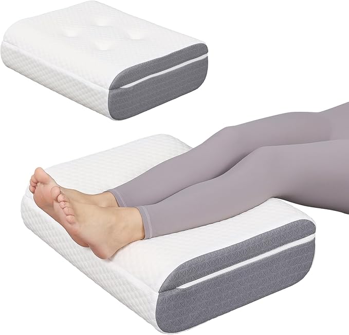 baibu Leg Elevation Pillow, Dual-Layer Design Support Pillow to Raise Feet for Better Elevation, Circulation, Leg Swelling,or Sciatica - Wedge Design for Comfort and Recovery, 1PC, White