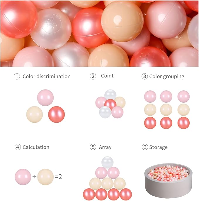 GOGOSO Ball Pit Balls for Toddles, Kids Plastic Balls for BallPit, Pool, Baby Party Accessories, Birthday Decoration 50 100 200 500 1000