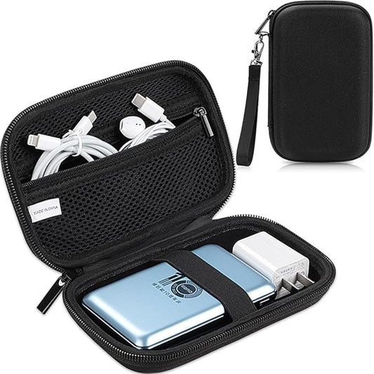 CAAORDKSO Hard Travel Electronic Organizer Case, Electronics Accessories Organizer Pouch Bag for External Hard Drive, Power Bank, Chargers, Cable, Cord, Mouse, Earphones Small Portable Accessories Bag