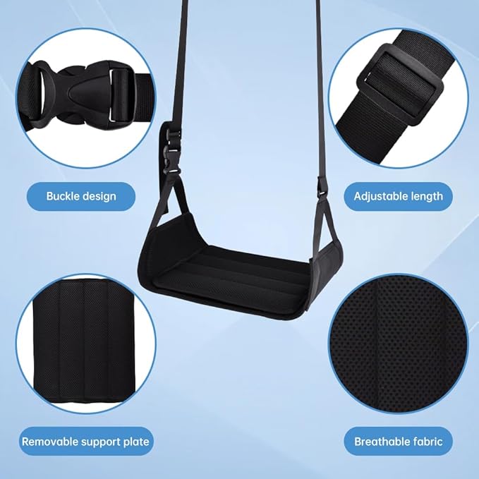 Airplane Foot Hammock, Portable Airplane Footrest, Adjustable Foot Hammock for Plane Travel to Relax Your Feet,Leg Rest for Long Flights,Travel Essentials,Office Footrest(Black)