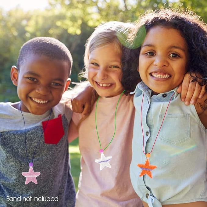ArtCreativity Star Sand Art Bottle Necklaces (Pack of 36) Sand Art Craft Kit with Shaped Bottles, Craft Party Supplies and Party Favors for Kids - Sand Sold Separately