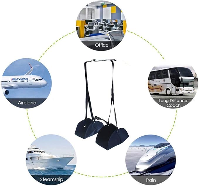 AKOAK 1 Pack Travel Airplane Foot Pedal Hammock, Portable Foot Hammock, Suitable for Family Travel Office Chair Airplane Foot Rest Travel (Navy)