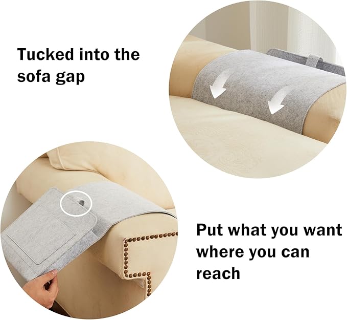 YOUDENOVA Bedside Caddy, Bedside Organizer for Dorm Room, Bunk Bed, Light Grey