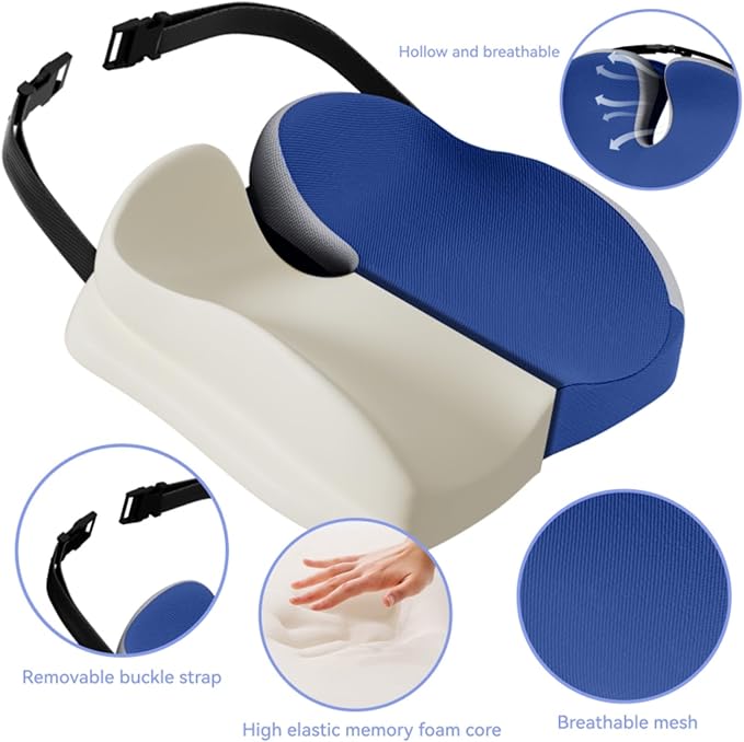 Seat Cushions for Office Chairs Wheelchair Cushion for Long Sitting Back Pain，Memory Foam Seat Car Computer Desk Chair Cushion，Coccyx Cushion for Tailbone Pain Relief Cushion Office Chair Butt Pillow