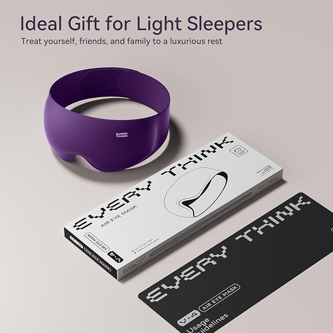 EVERY THINK Ultimate Comfort Sleep Mask for Side Sleepers - 3D Zero Pressure & 100% Light Blocking Eye Mask for Sleeping, Adjustable & Breathable for Women Men, Travel Essentials (Purple)