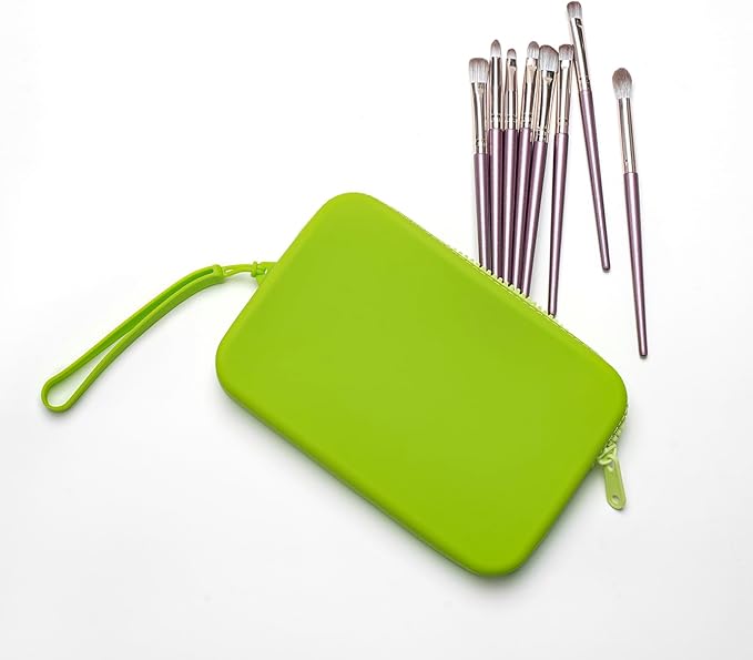 WHHJM Large Silicone Multifunctional Essential Bag Portable Travel Makeup Bag for Women Men Cards Cash Bag Zipper Pouch (Green)