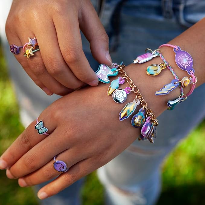 Craft-tastic — DIY Charmtopia — Craft Kit — Fun & Easy DIY Puffy Sticker Charms — Includes Materials to Design Bracelets, Necklaces, Hair Pins, Rings & More — Jewelry Making Gift - Ages 10+