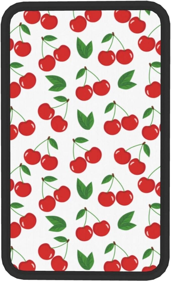 DORKEIXIA Fruit Cherry Red Cherries Leaves Leaf White Auto Center Console Armrest Pad Universal Car Center Console Cover Seat Box Cover for Sedan, Van, SUV, Truck Car Accessorie