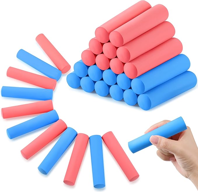 Fulmoon 40 Pcs Jumbo Sidewalk Chalk for Kids Outdoor Art Non Toxic Large Washable Street Chalk for Adults Drawing Painting Graffiti Classroom(Red, Blue,Round Style)