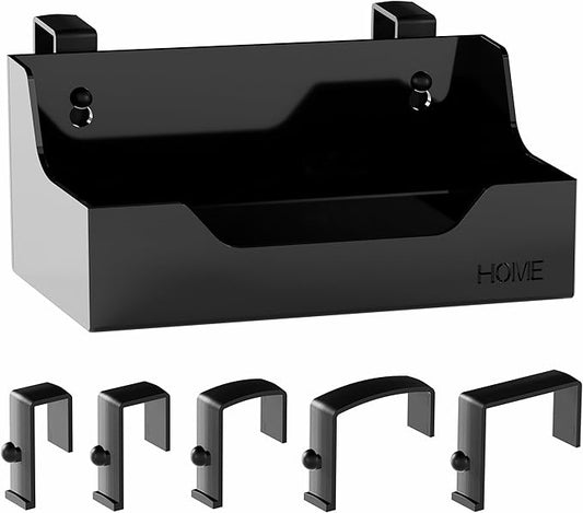 Bedside Caddy Hanging Storage Basket Little Plastic Beside Shelf Hang-on Storage Organizer for Collage Dorm Bunk Bed,Changing Table - Bedroom Essentials for Phone,Mini Speaker,Tissues (Black)